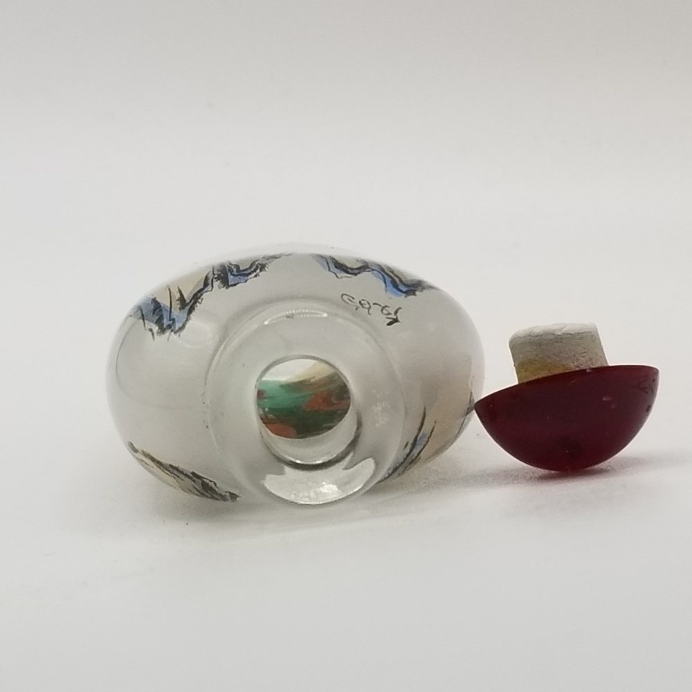 Lead Crystal Reverse Painted Perfume Bottle Miniature Snuff Japanese Asian 3" - Picture 4 of 12